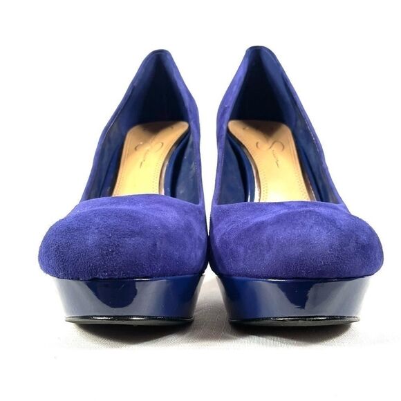 BLUE SUEDE JESSICA SIMPSON 5” HEEL PLATFORMS S-7.5 - Picture 4 of 6